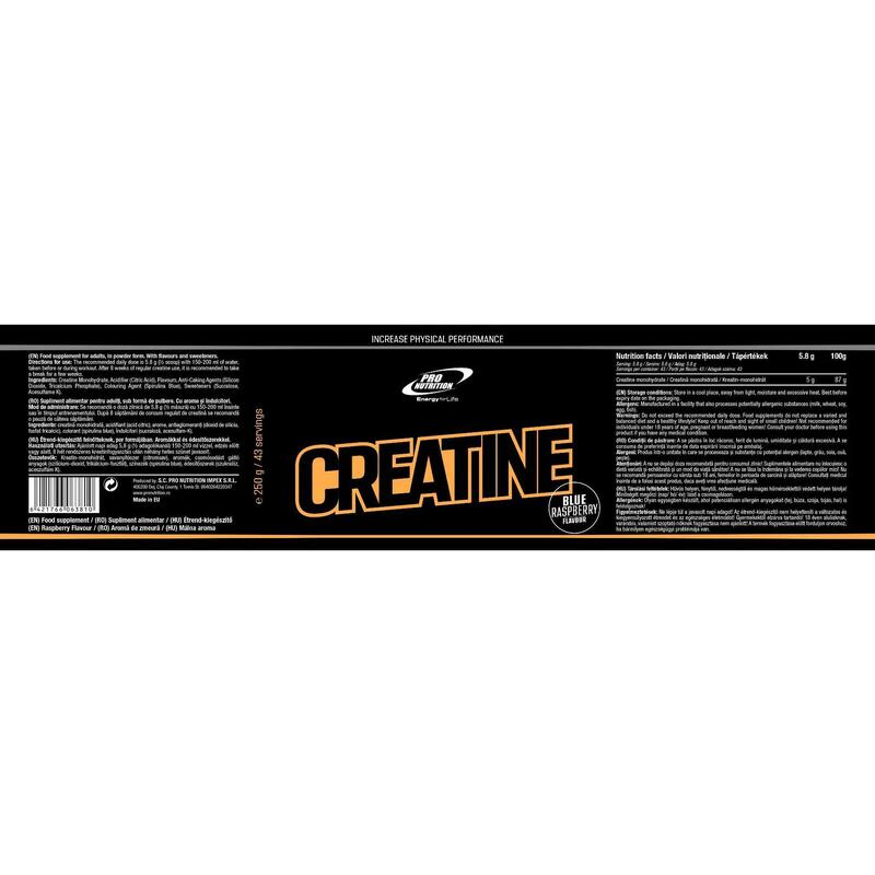 Creatine Monohydrate, Blue Raspberry, 250g