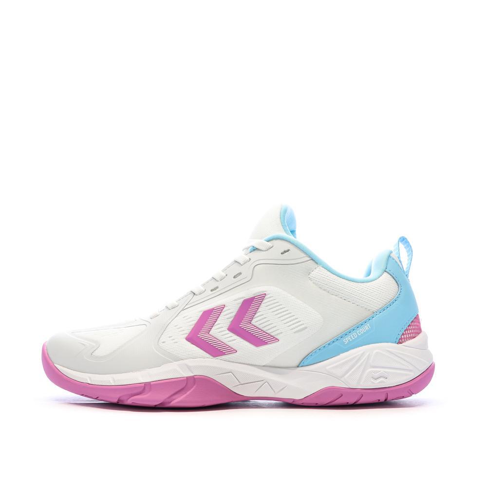 Hummel - Chaussures De Sport En Salle Blanches/rose/bleu Femme Hummel Speed Court - Chaussures De Sport - Blanc - Decathlon