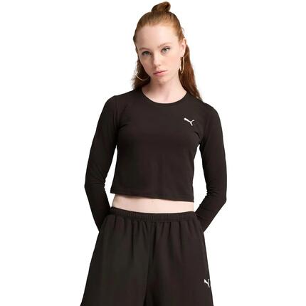 Blouse Puma Wardrobe Ess Longsleeve Baby Tee, Noir, Femmes