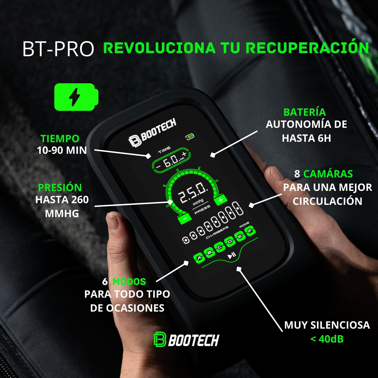Pantalon de pressothérapie BT-PRO 8.0 8 chambres – Récupération professionnelle 3/7