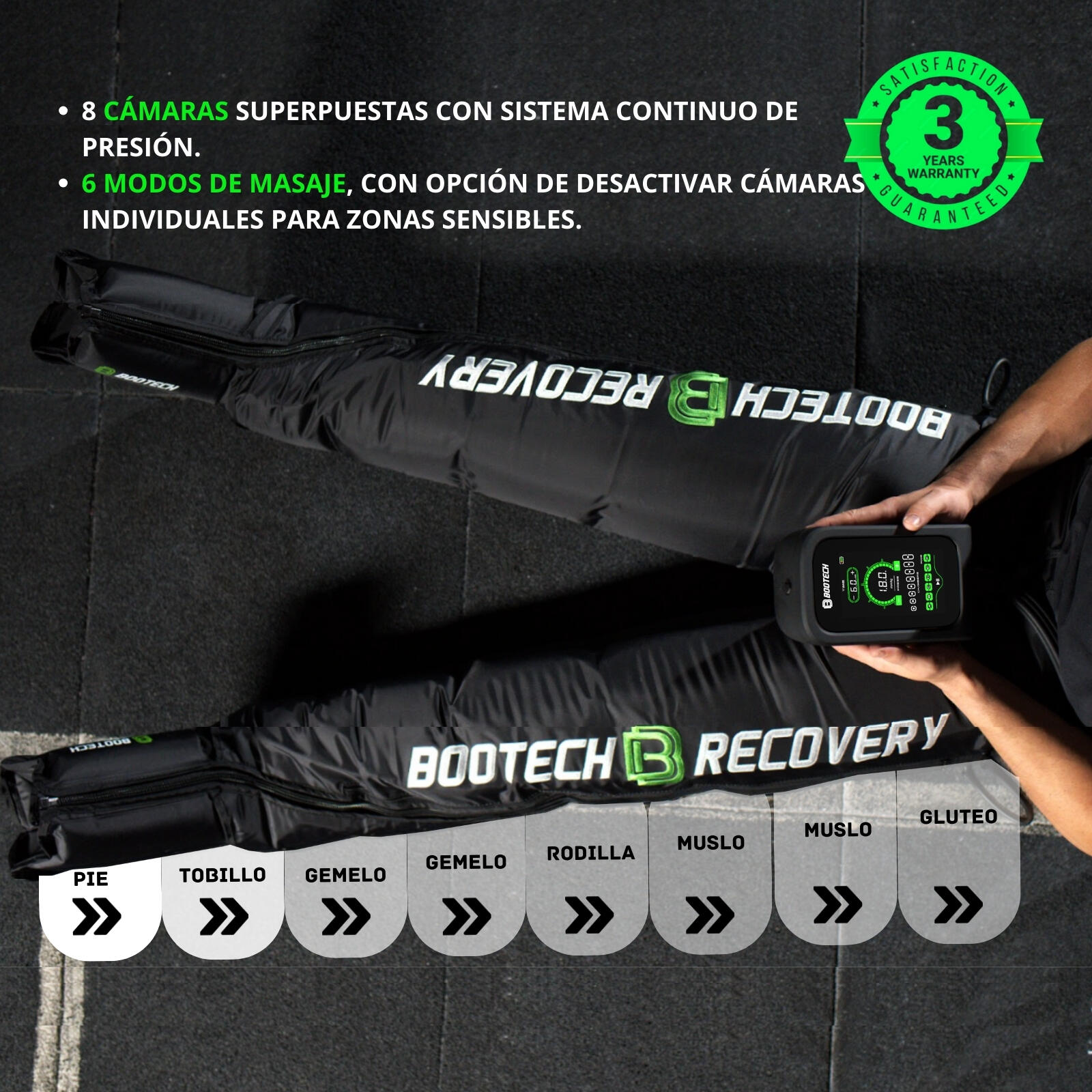 Pantalon de pressothérapie BT-PRO 8.0 8 chambres – Récupération professionnelle 2/7