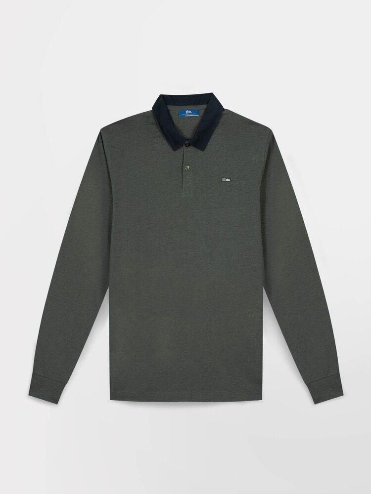 Polo de Manga Larga Gris para Hombre TBS Pekanpol 2/5