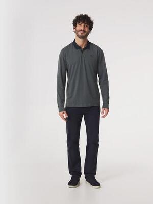 Tbs pekanpol heren polo lange mouwen marineblauw