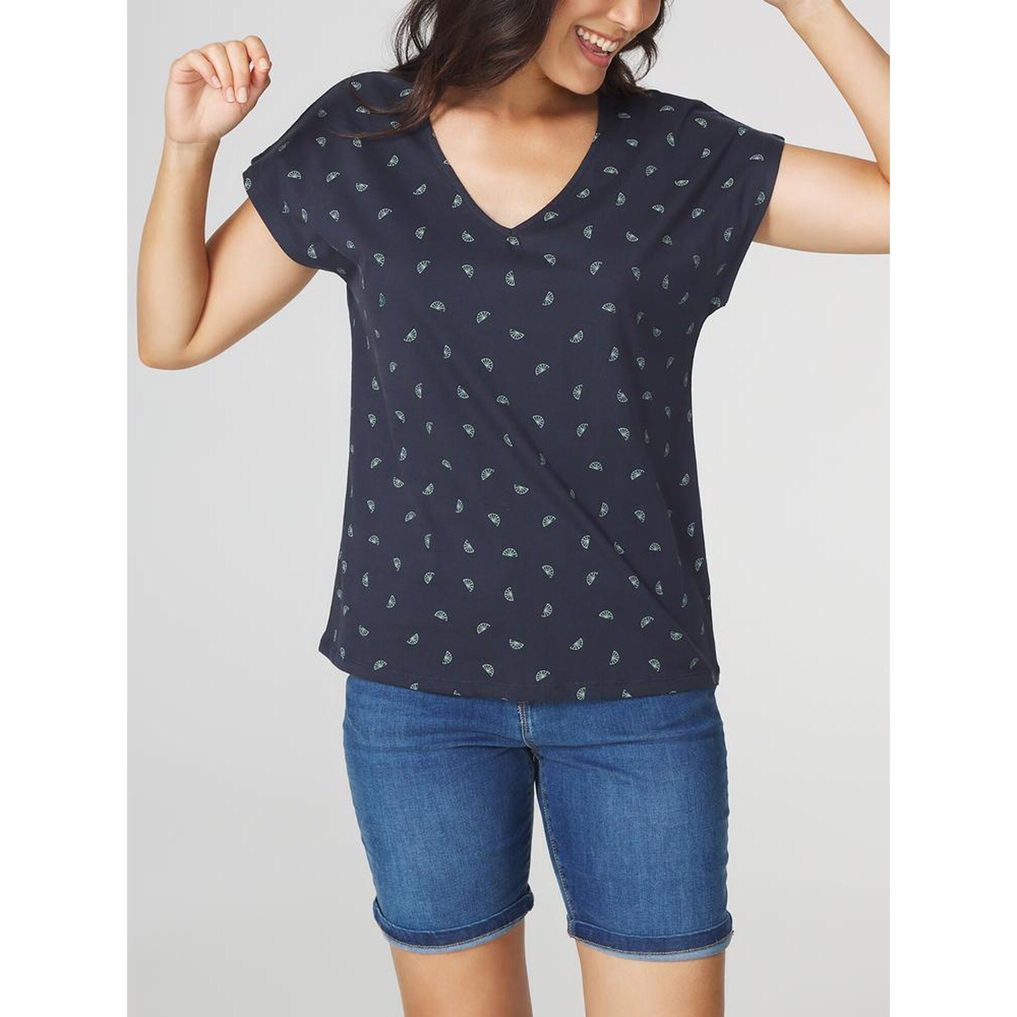 T-shirt Manches Courtes Avec Col En V Ivoire Femme | Morgan