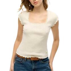 T-Shirt Blanc Femme Superdry Essential Square