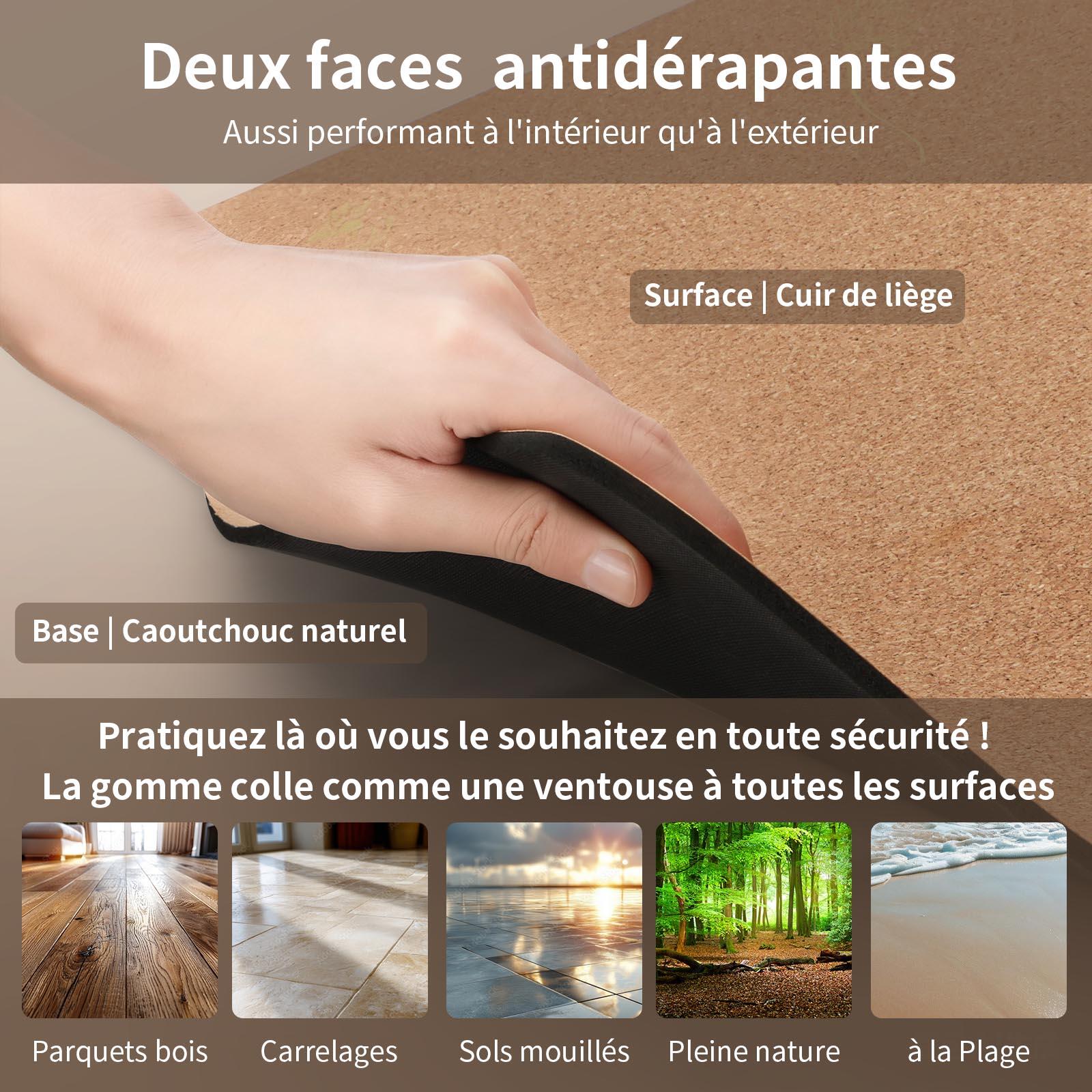 Tapis de yoga caoutchouc naturel & liège 5mm x 68cm x 1,83m Lotus or 4/7