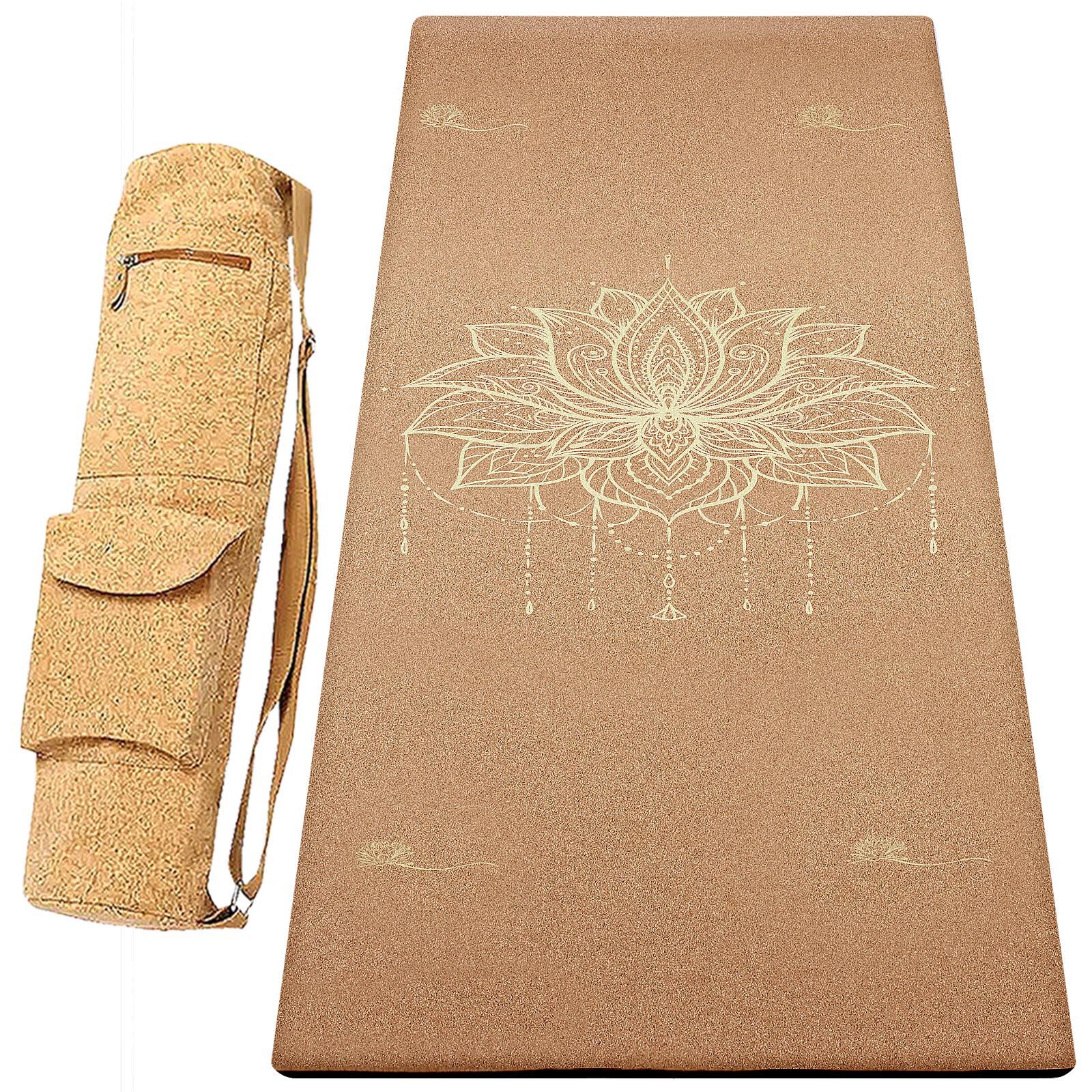 Achamana - Kit Tapis De Yoga Caoutchoucl & Liège 5mm  + Sac Liège Lotus Or - Tapis De Yoga - Beige - 183 Cm - Decathlon