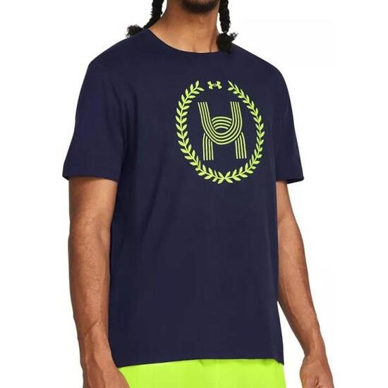 T-shirt Uomo Under Armour Run Everywhere Blu Marino/Verde per Corsa