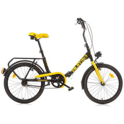 Vélo pliant 20 pouces, noir et jaune, Dino Bikes