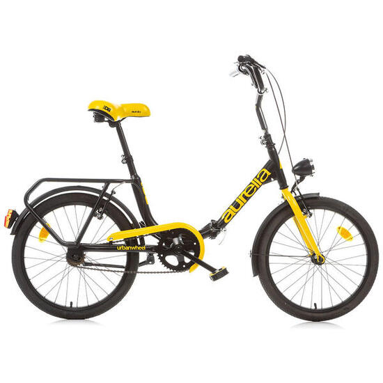 Vélo pliant 20 pouces, noir et jaune, Dino Bikes