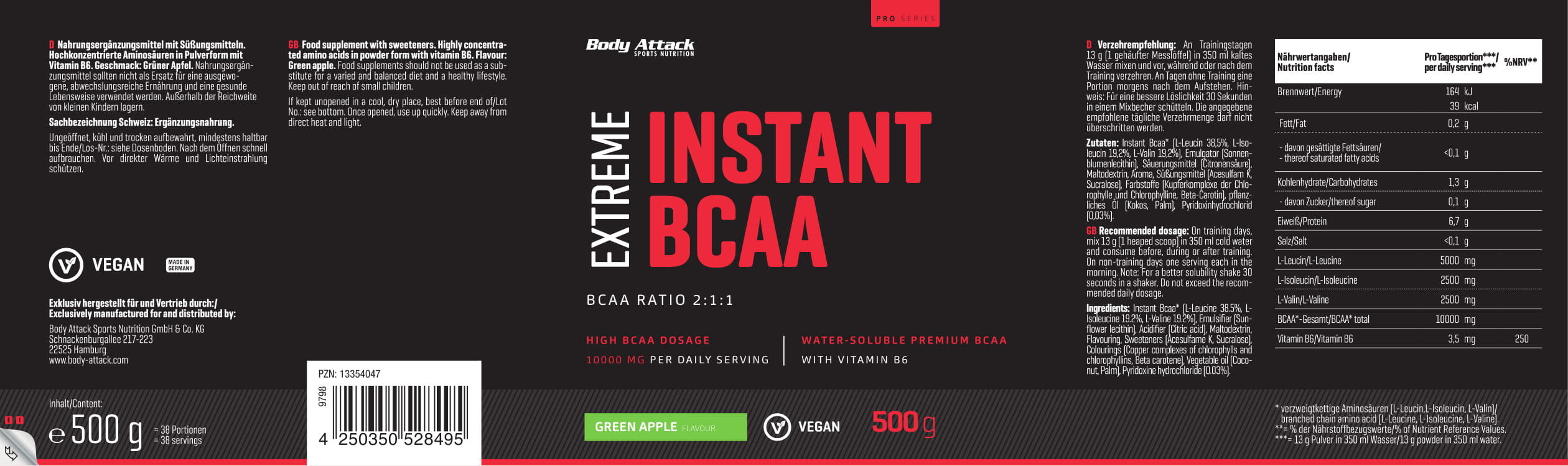Body Attack Extreme Instant BCAA 500 g – Ice Tea 7/7