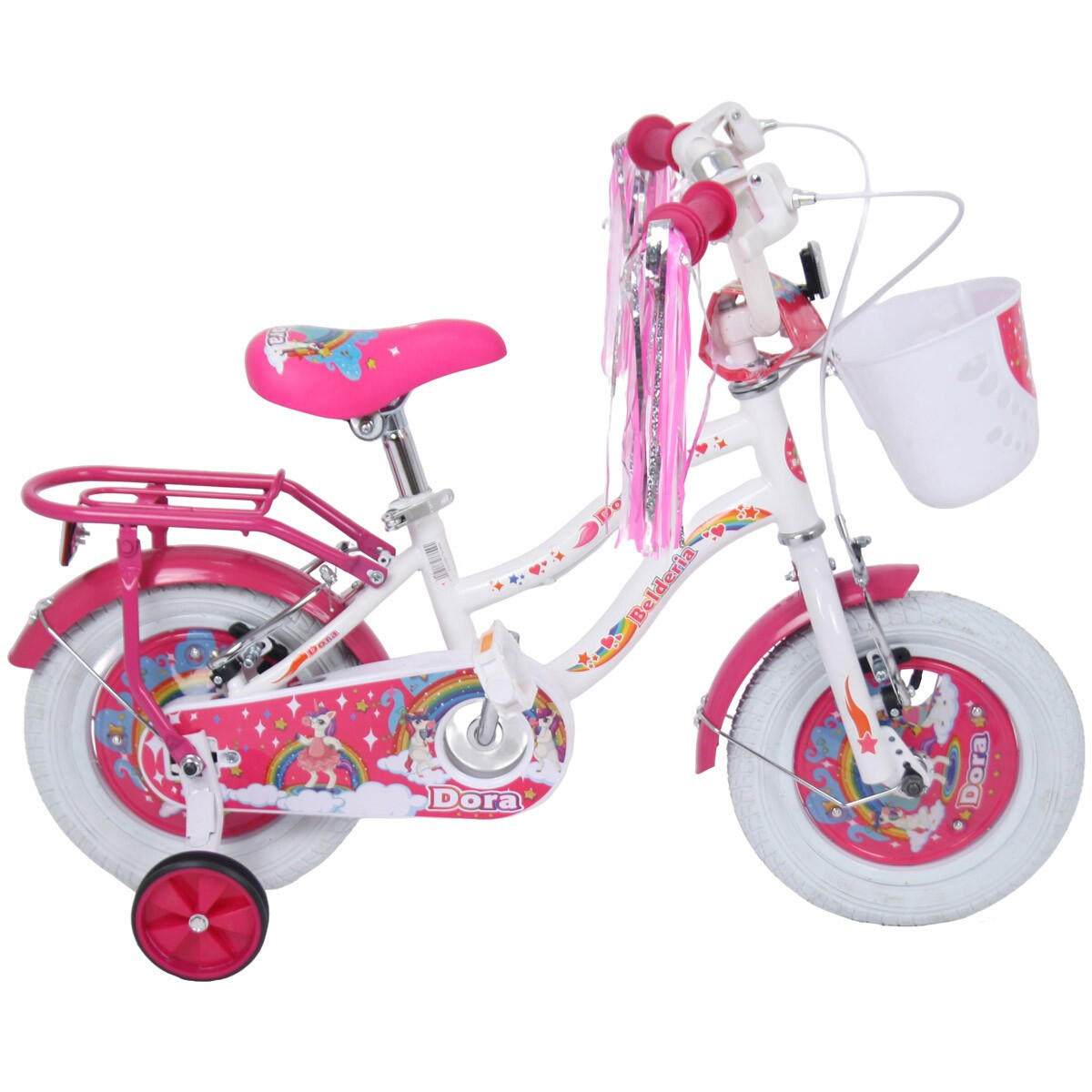 Bicicleta pentru copii 2-4 ani Belderia Dora, roti 12 inch, roti ajutatoare