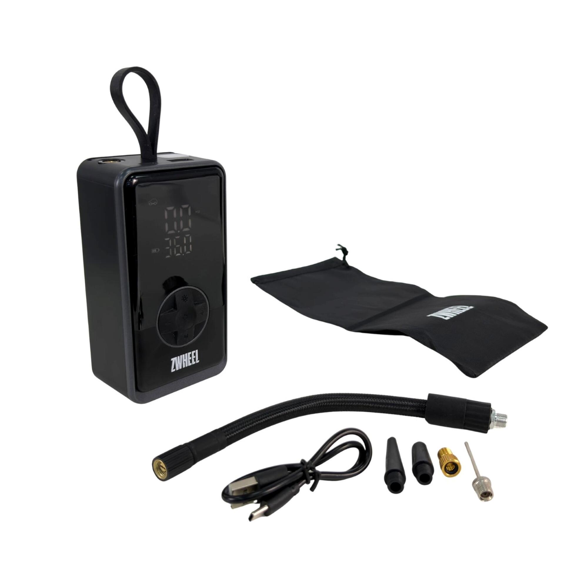 Compresseur d’air portable avec lumière et batterie de 2000 mAh, noir 2/4