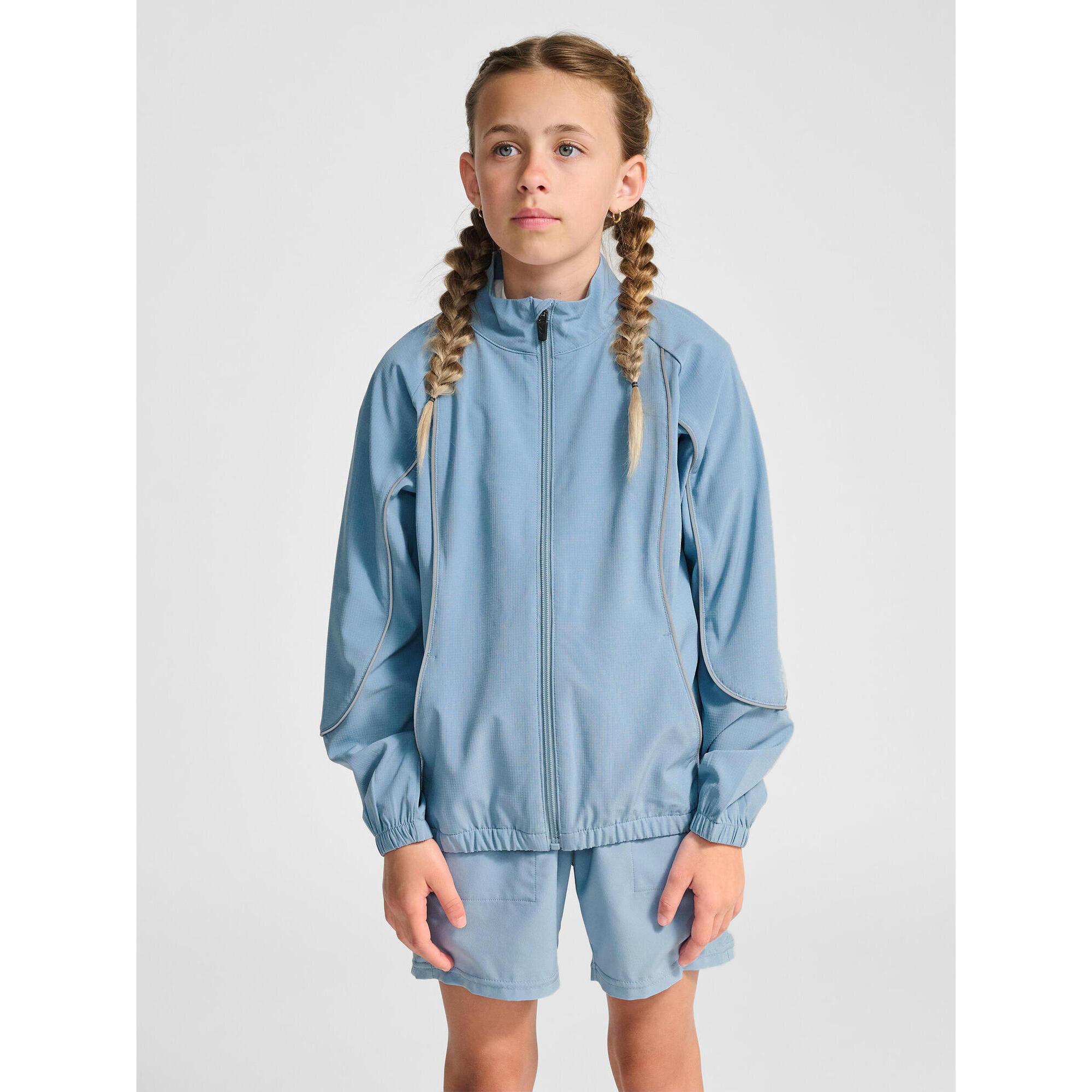 Hummel - Fermeture Éclair Zip Combinaison Hmljr Woven Entraînement Enfant Hummel - Sweat Zippé - Bleu|gris - Decathlon