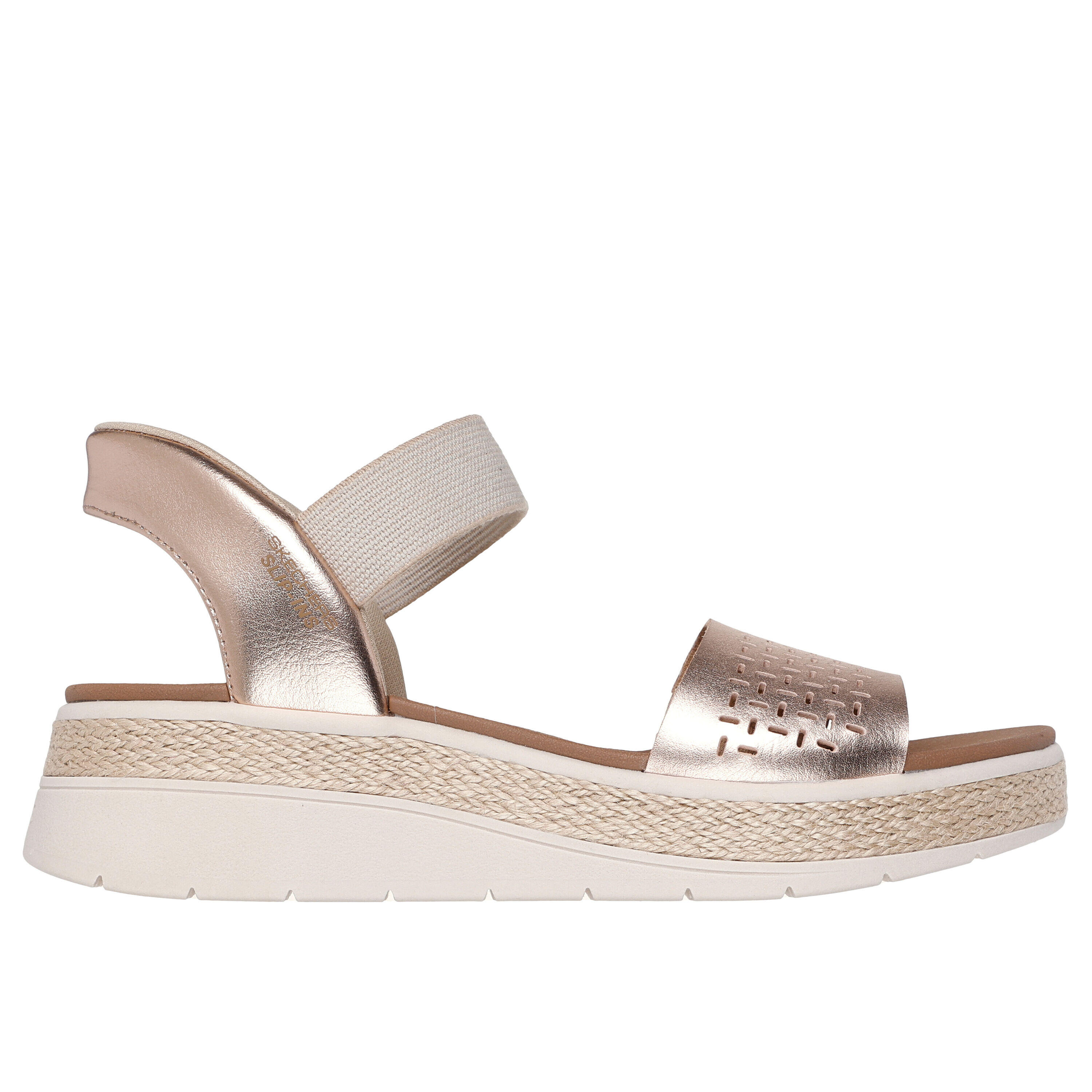 Skechers - Sandales Compensées Femme Skechers Bobs Sun Ray - Baskets - Jaune|rose - Decathlon