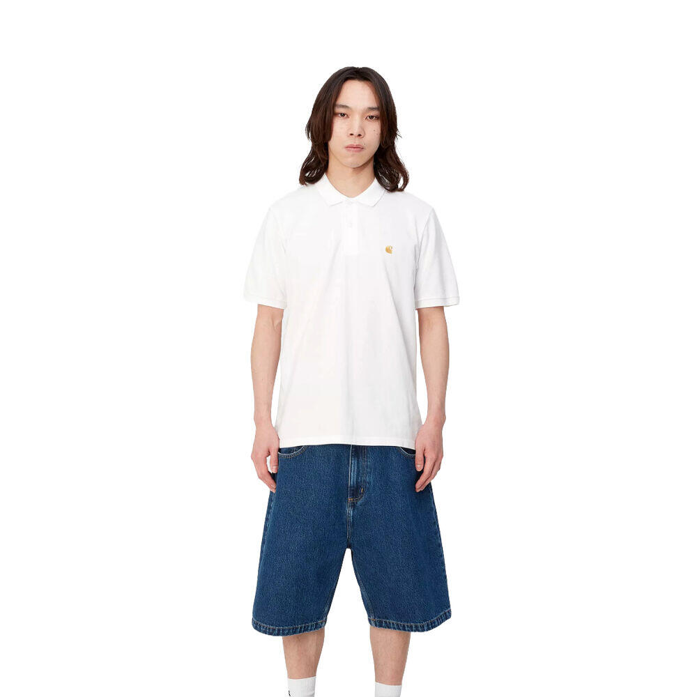 Polo Blanco Carhartt Chase Pique White de Ajuste Holgado 3/6