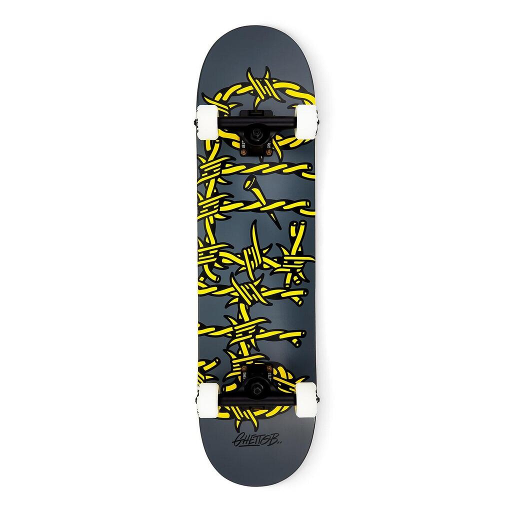 Ghettoblaster Skateboard for Beginners, Barded Wire, Grey, 7.87"