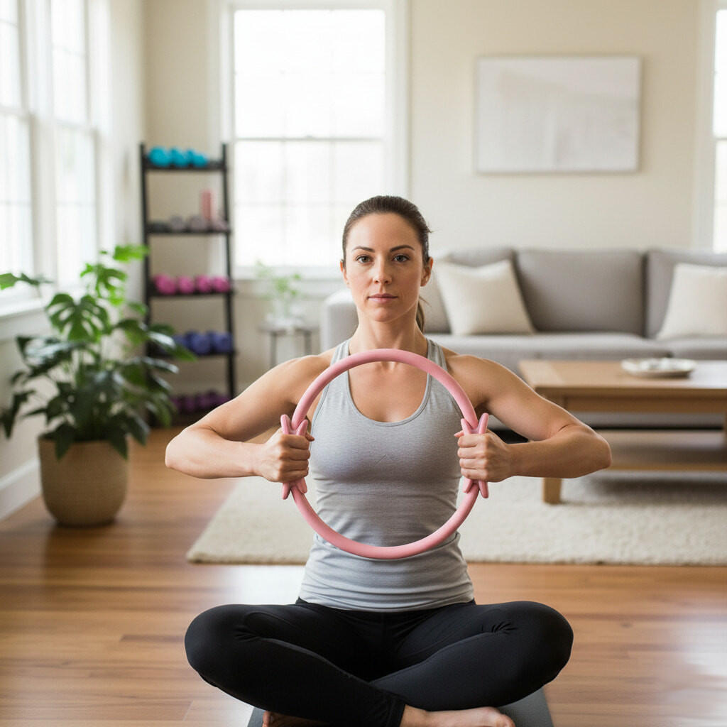 Anello Pilates con impugnature ergonomiche per rafforzare e tonificare muscoli 5/5