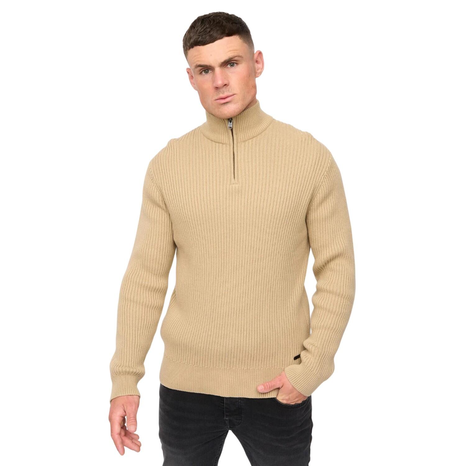 Crosshatch Mens Havaline Knitted Quarter Zip Pullover