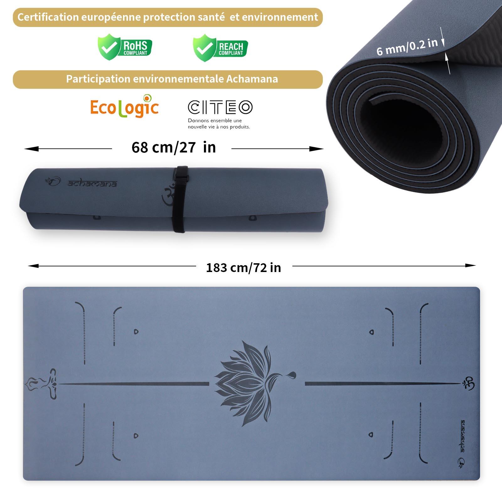 Tapis yoga PU nouvelle génération ultra antidérapant 6mm - lotus bleu 6/7