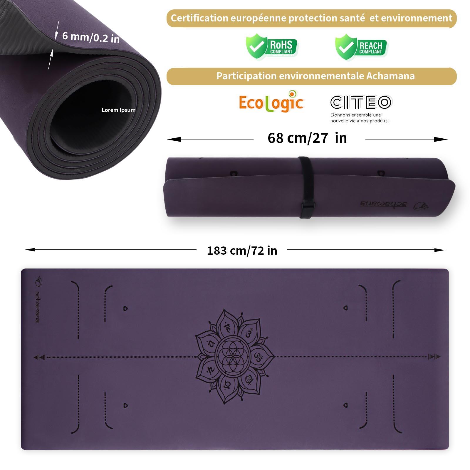 Tapis yoga PU nouvelle génération ultra antidérapant 6mm 7 chakras violet 6/7