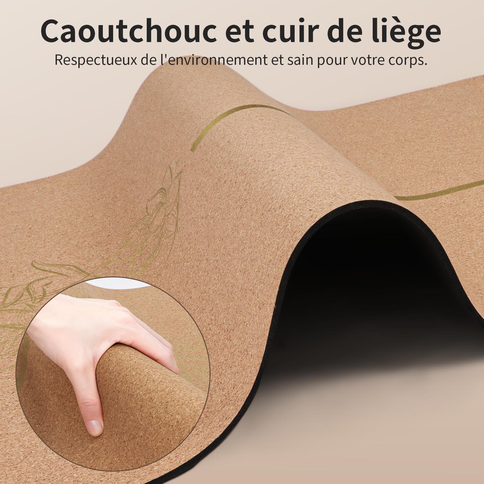 Yogamat rubber en kurk 5 mm x 68 cm x 1,83 m + kurken tas - Mudra-hand 3/7