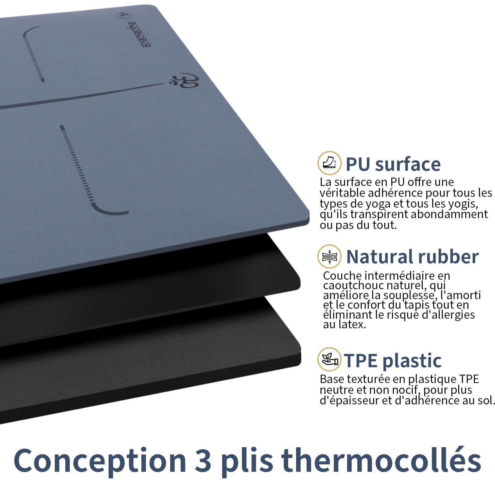 Tapis yoga Hi-tech ultra antidérapant PU, 6mm - 3 matériaux, plus de confort 5/7