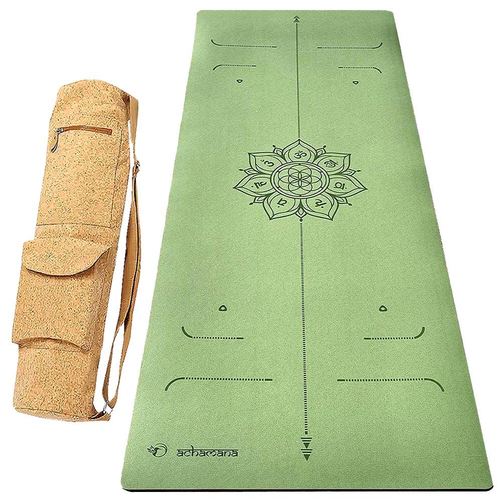 Achamana - Tapis Yoga Pu Nouvelle Génération Ultra Antidérapant 6mm + Sac En Liège - Tapis De Yoga - Vert - 185 Cm - Decathlon