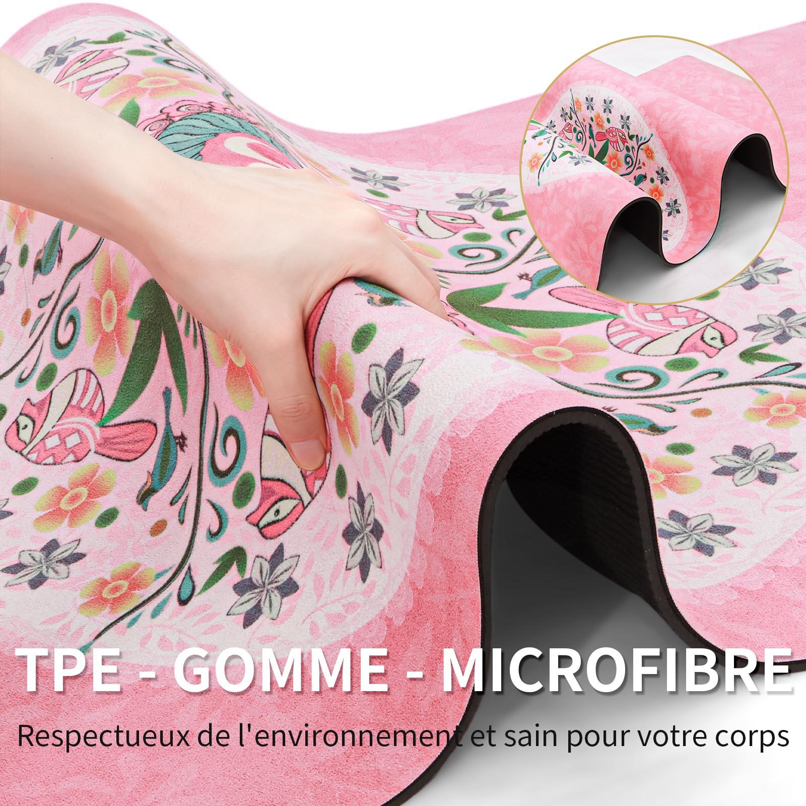 Tapis de yoga PU rose High-tech 6mm + Sac, 3 matériaux pour plus de confort 3/7