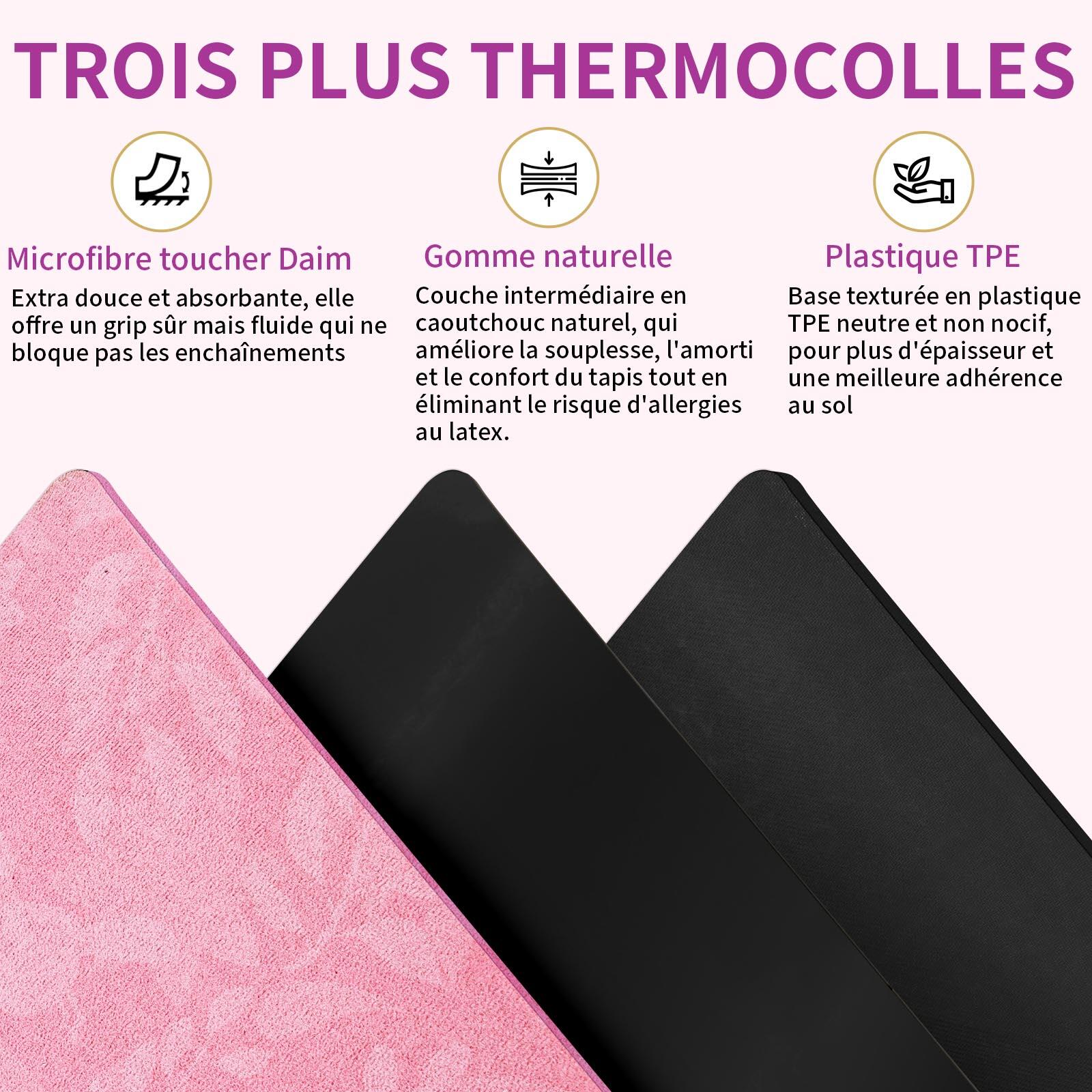 Tapis de yoga PU rose High-tech 6mm + Sac, 3 matériaux pour plus de confort 5/7