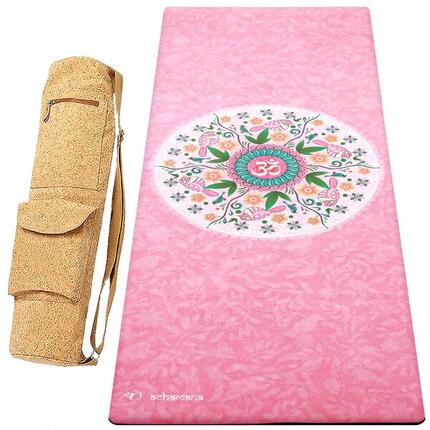 Tapis de yoga rose High-tech 6mm + Sac liège, 3 matériaux, plus de confort