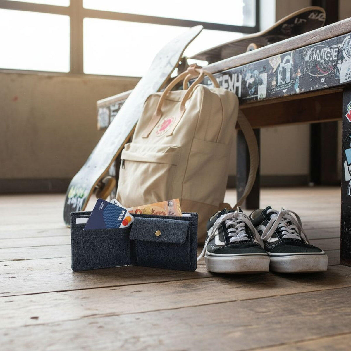 Ghettoblaster Münz Canvas Geldbörse schwarz 3/7