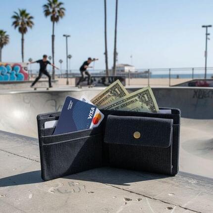 Canvas-Geldbörse mit RFID-Schutz schwarz