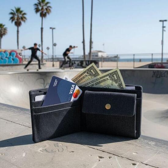 Canvas-Geldbörse mit RFID-Schutz schwarz