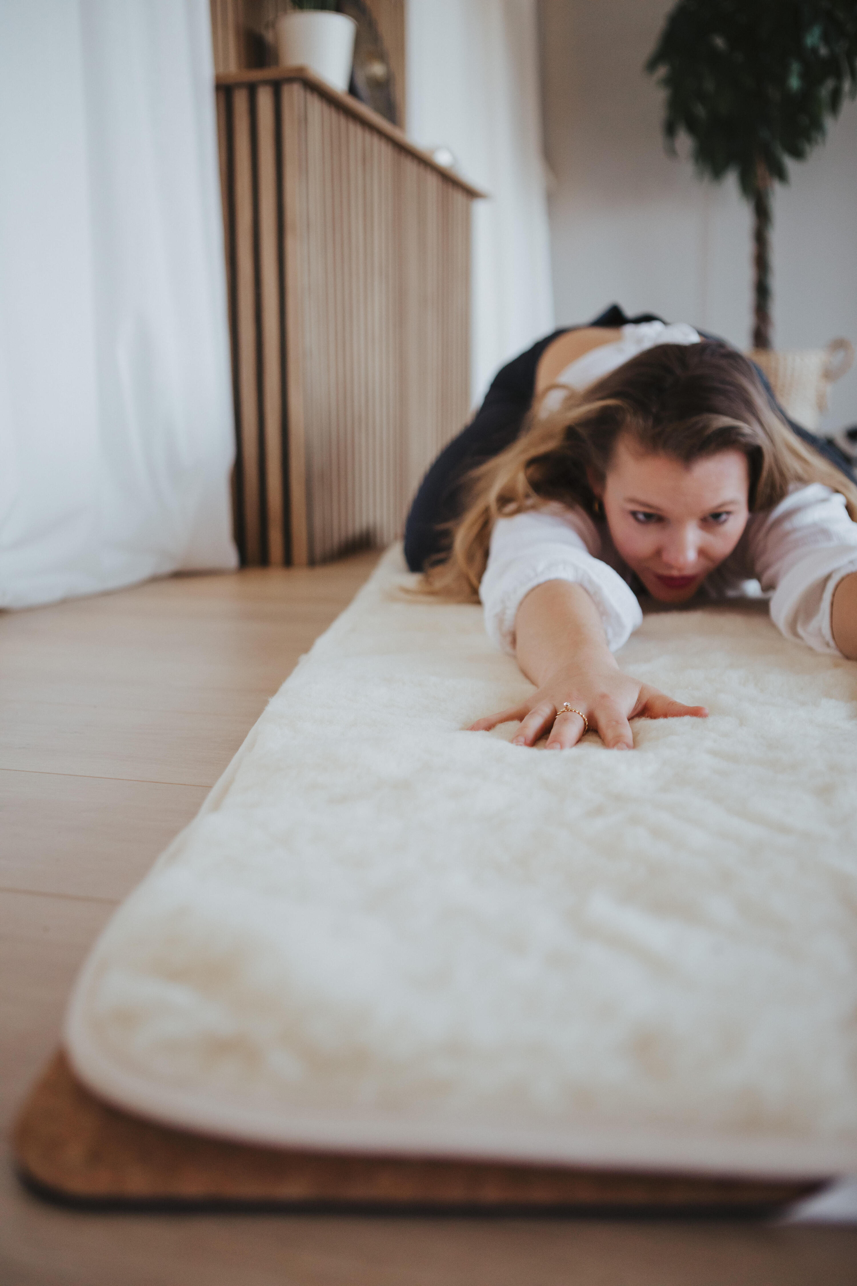 XL sur-tapis de yoga en laine - 205x68cm - Yin Yoga 2/5