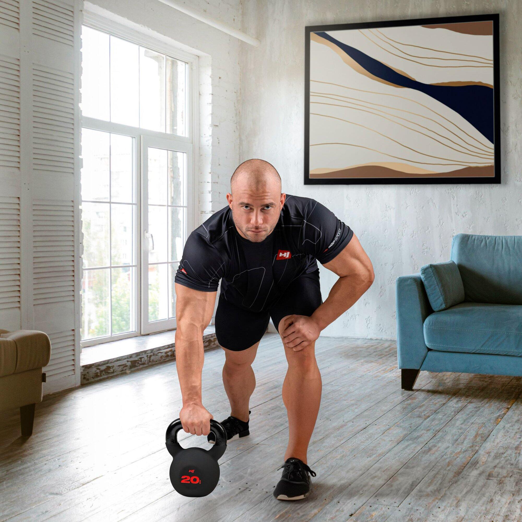 Kettlebell en fonte 20 kg Hop-Sport avec revêtement en néoprène 3/7