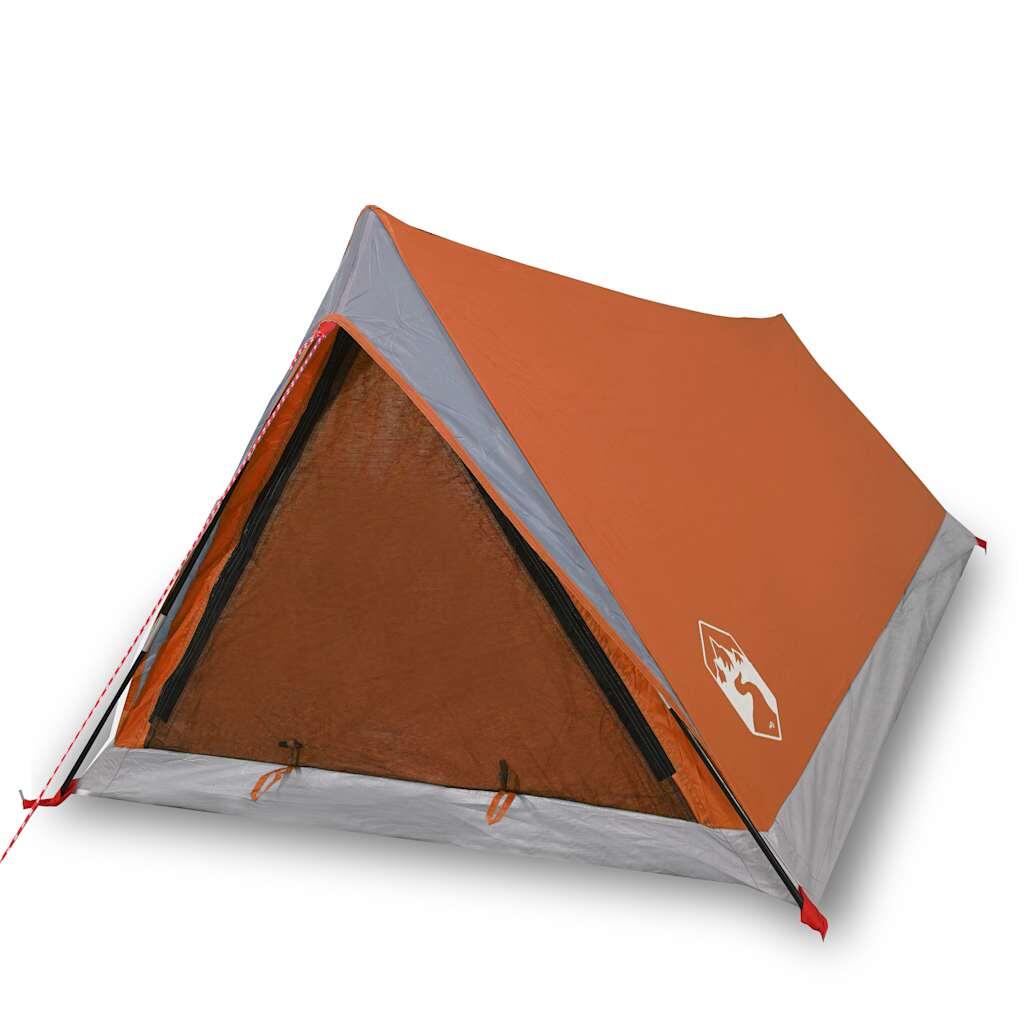 Tente VidaXL étanche 2 personnes gris et orange 2/7