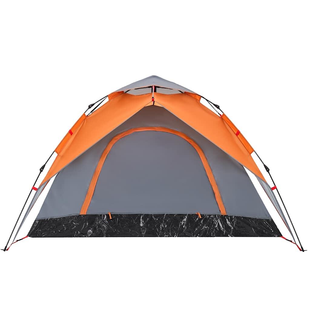 VidaXL Kuppelzelt für 5 Personen mit Schnellverschluss grau/orange 7/7