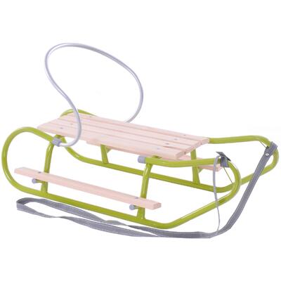 Sanki z oparciem i podnóżkami zielone