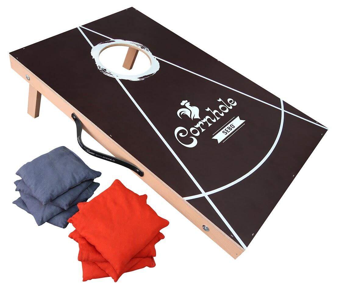 Jeu de Cornhole compact 74 x 49 cm avec poignée de transport + 8 sacs 2/5