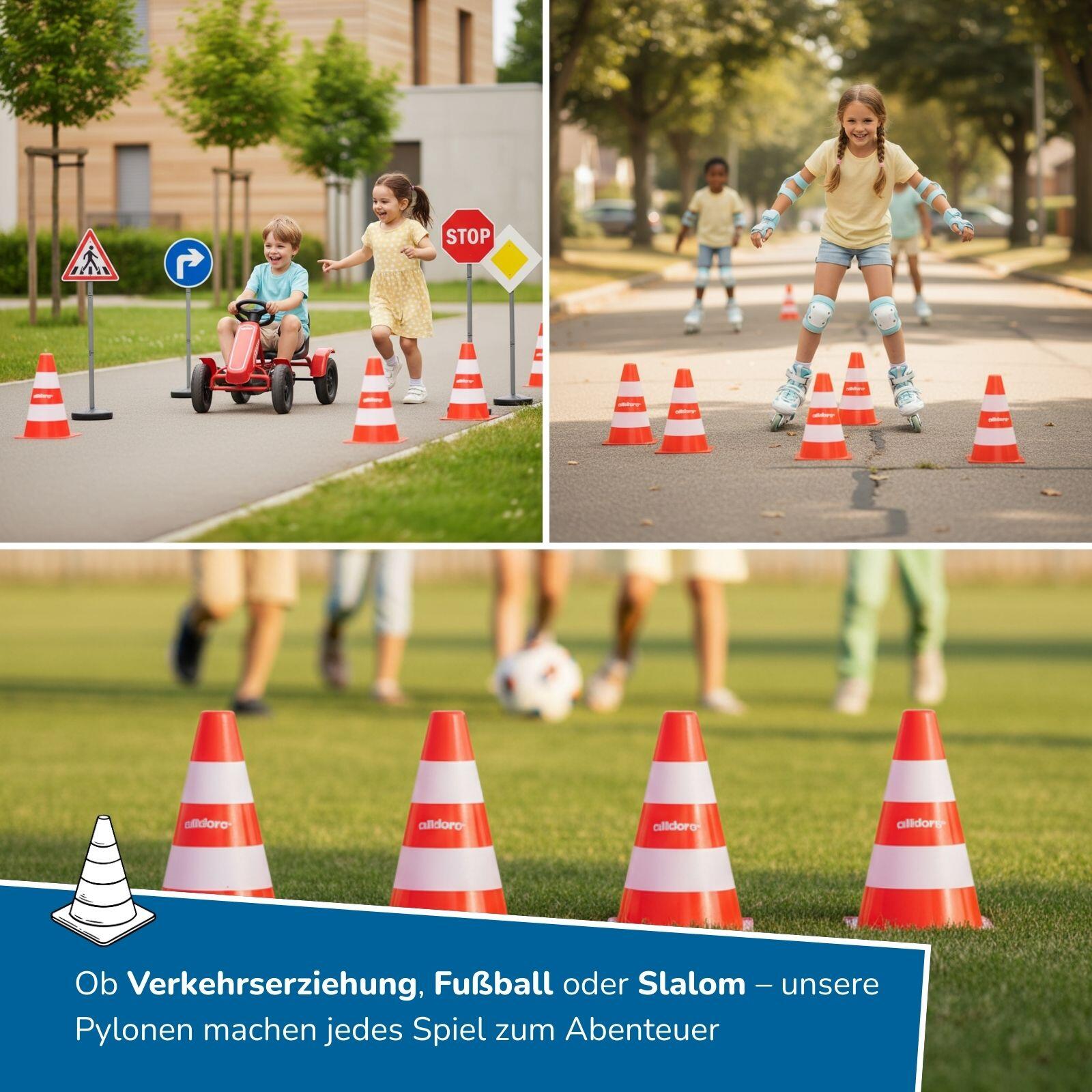 Pylonen 12er Set, 18 cm hohe Leitkegel für Sport, Training & Verkehrserziehung 3/8