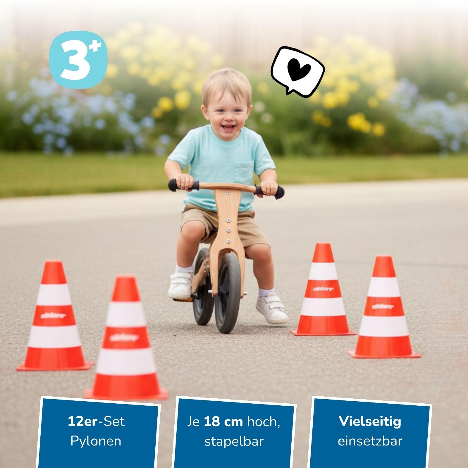 Pylonen 12er Set, 18 cm hohe Leitkegel für Sport, Training & Verkehrserziehung 2/8