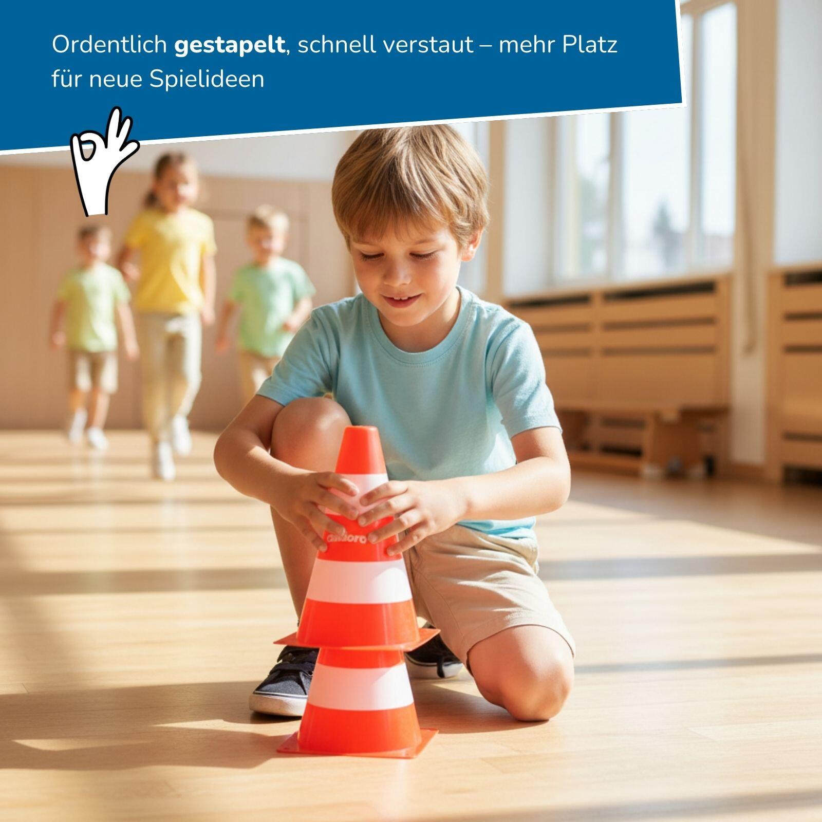 Pylonen 12er Set, 18 cm hohe Leitkegel für Sport, Training & Verkehrserziehung 5/8