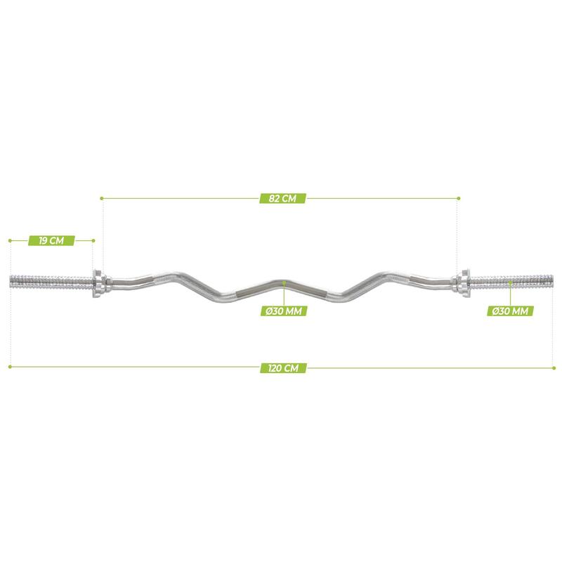 Bara ondulata tip haltera cu surub VirtuFit - 120 cm/30mm