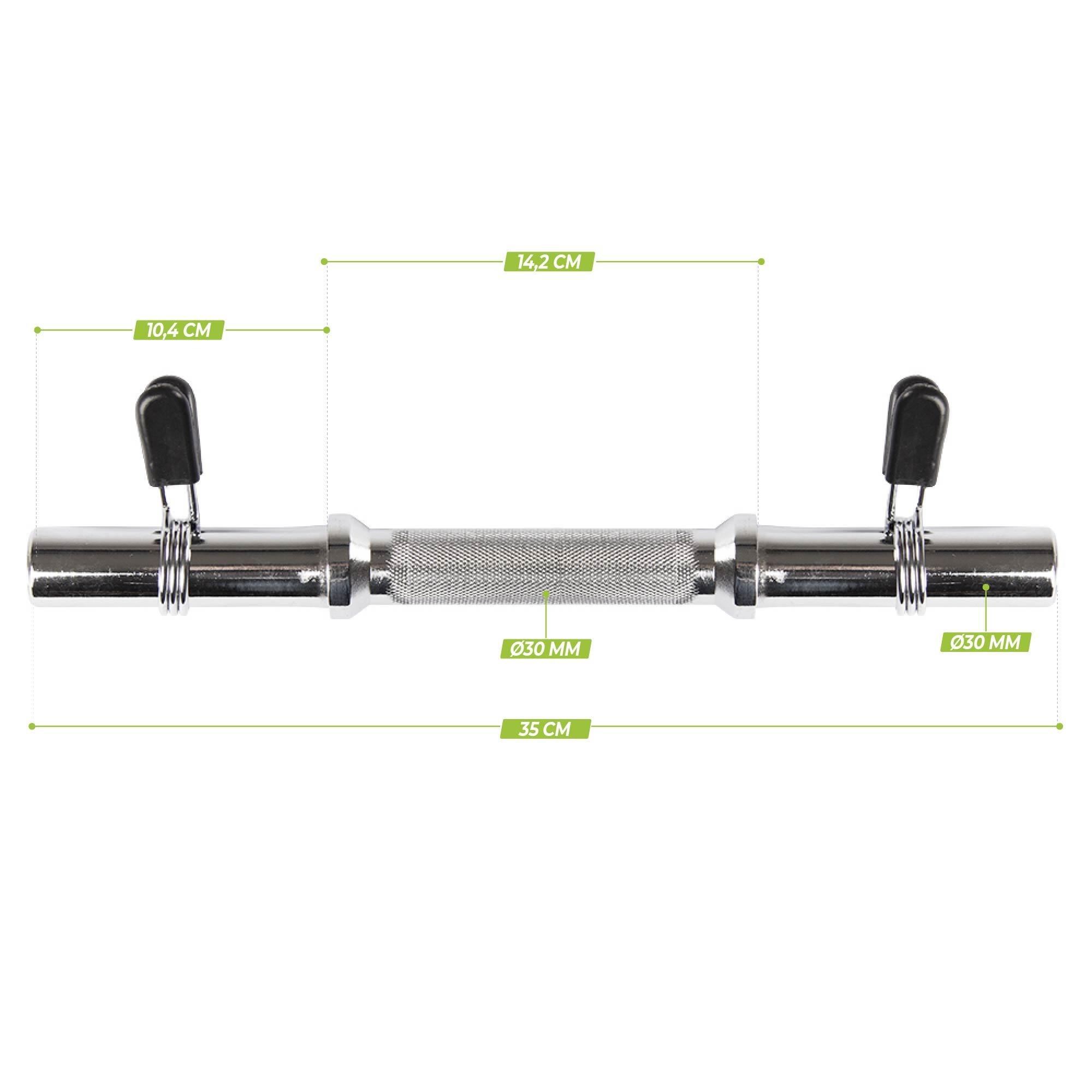 Dumbbellstang - Halterstang met Veerclipsluiting - 30 mm - 35 cm 2/3