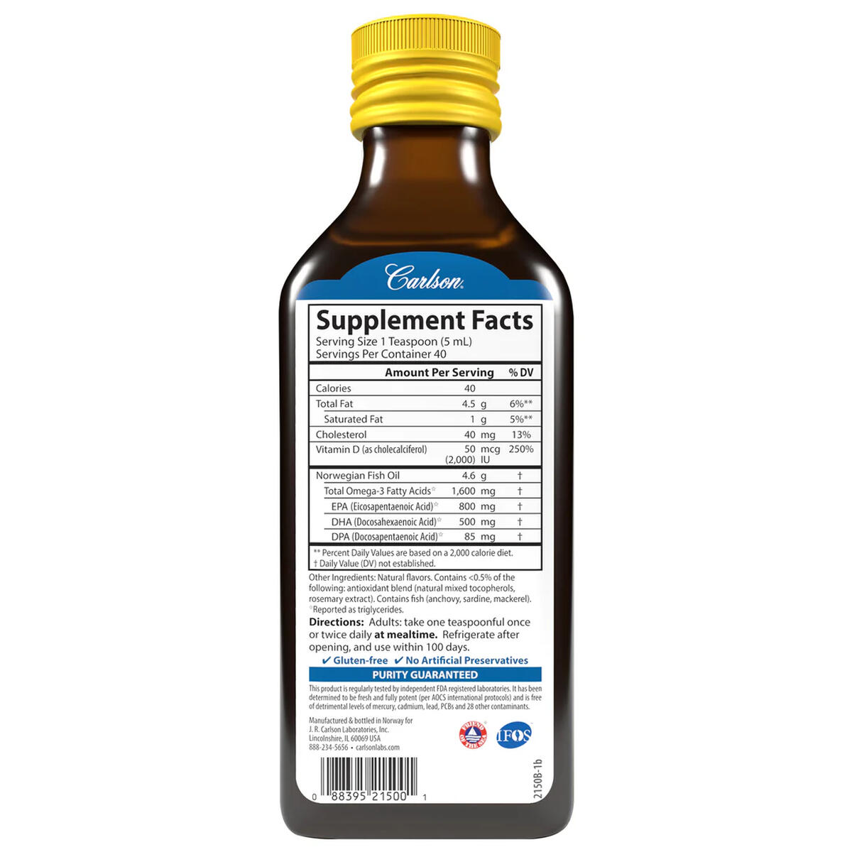 Carlson Labs The Very Finest Fish Oil - 200ml Lemon 2/3