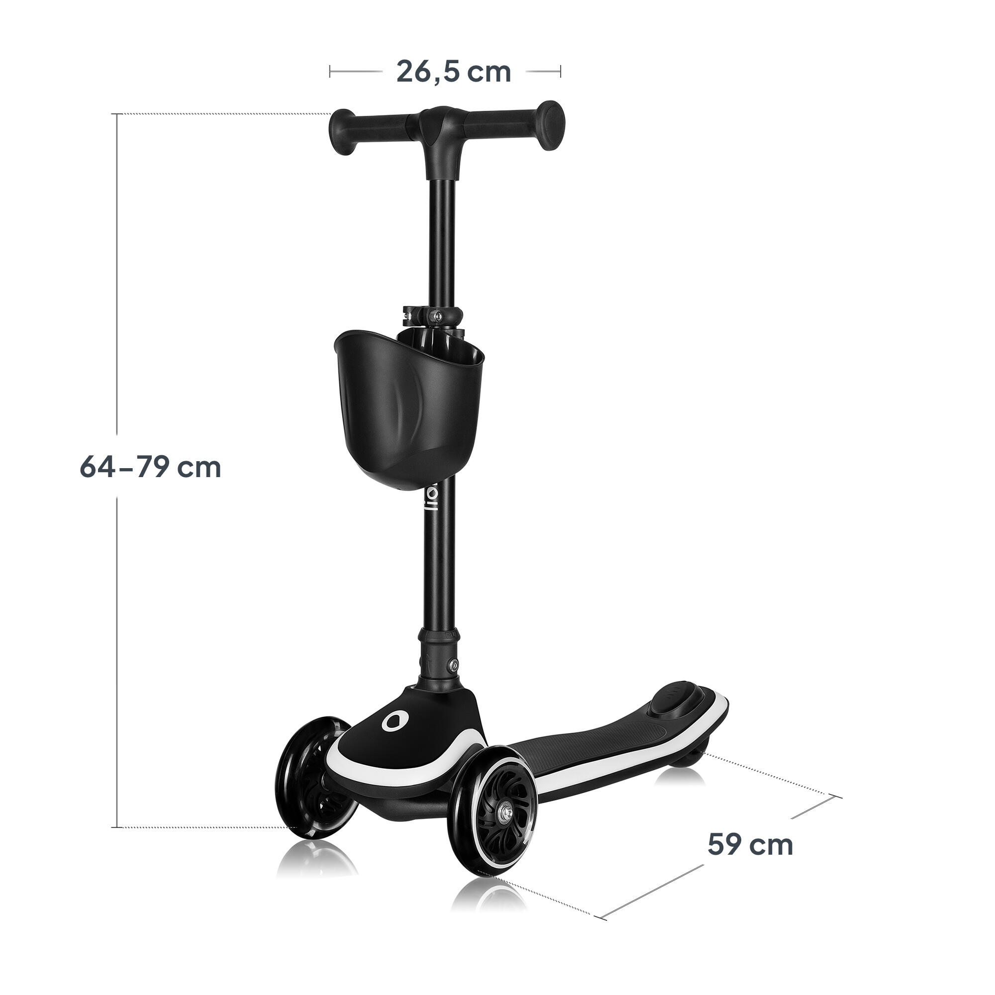 Patinete infantil de equilibrio RGB Mey – ajustable y plegable con cesta, Negro 7/7