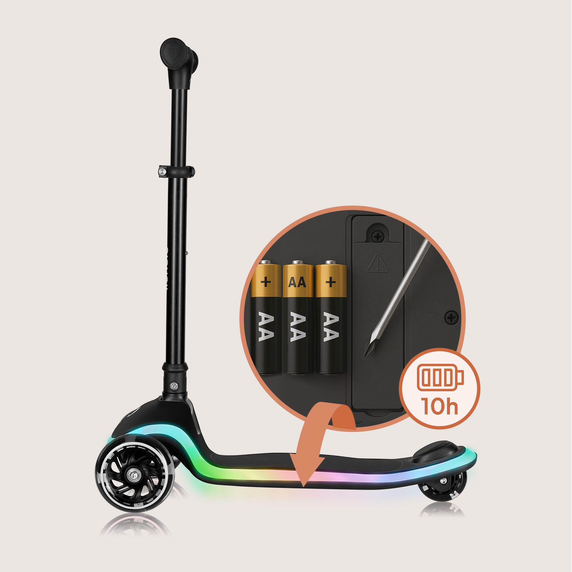 Patinete infantil de equilibrio RGB Mey – ajustable y plegable con cesta, Negro 6/7