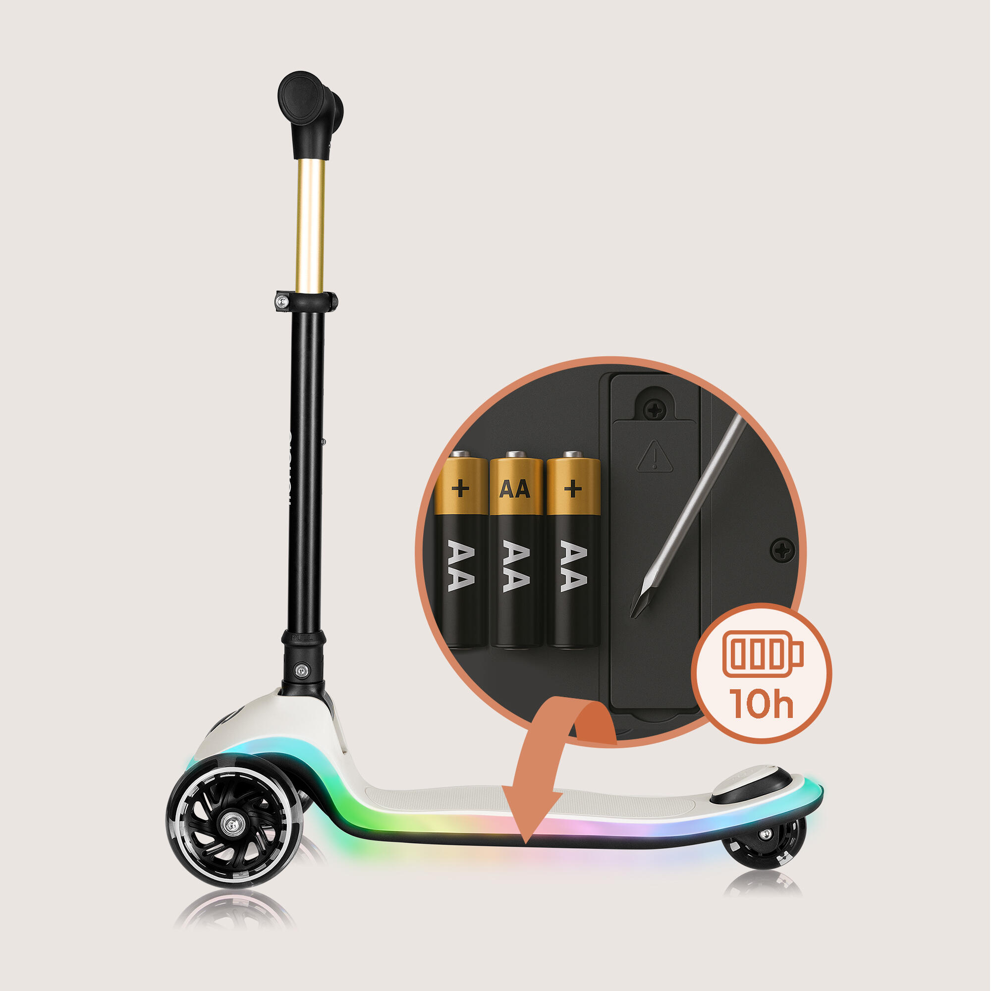 Trottinette LED Lionelo Mey 3 Roues Réglable pliable 3+ 6/7