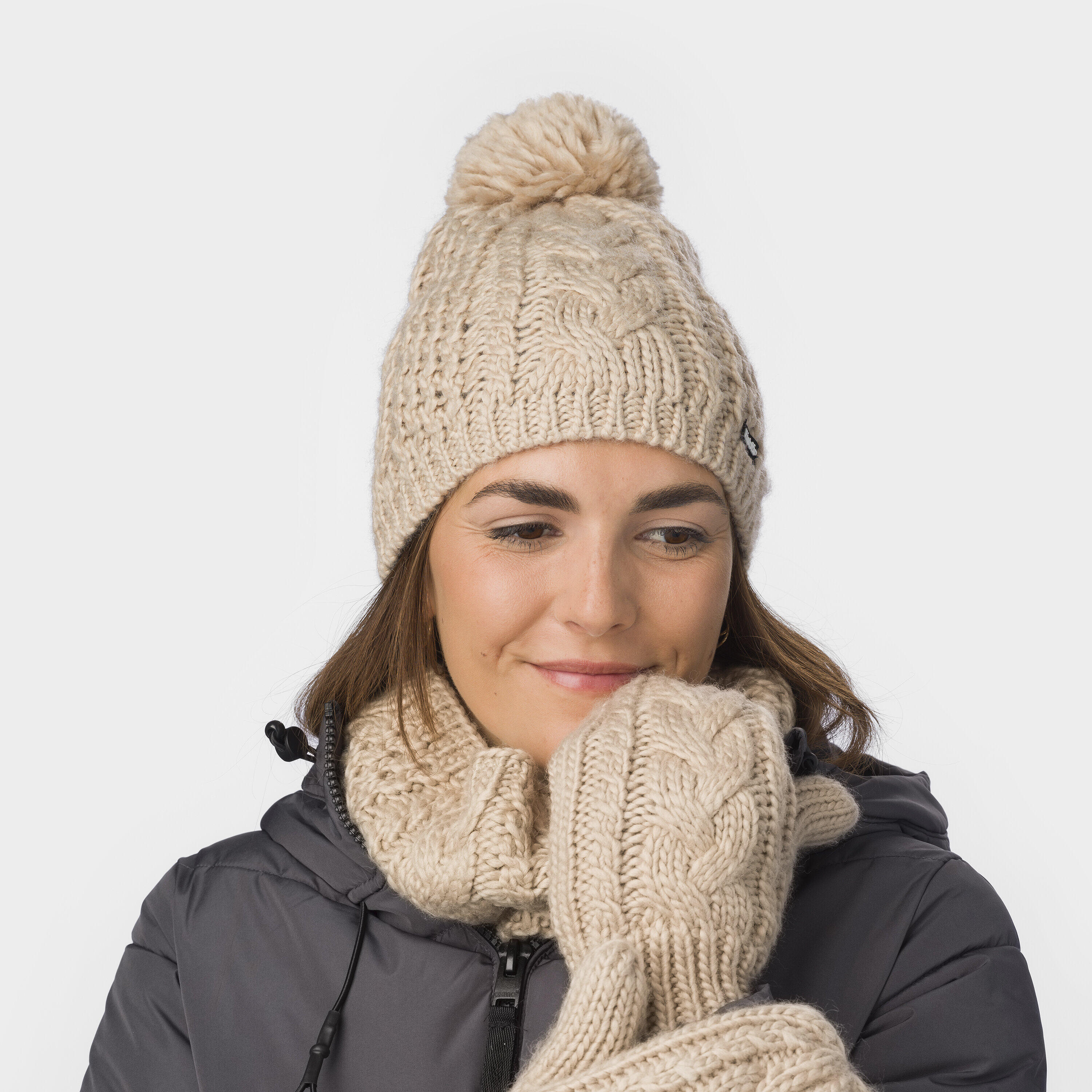 Bonnet Afra bonnet à pompon femme bonnet d'hiver polaire pompon chaud Merino 2/3